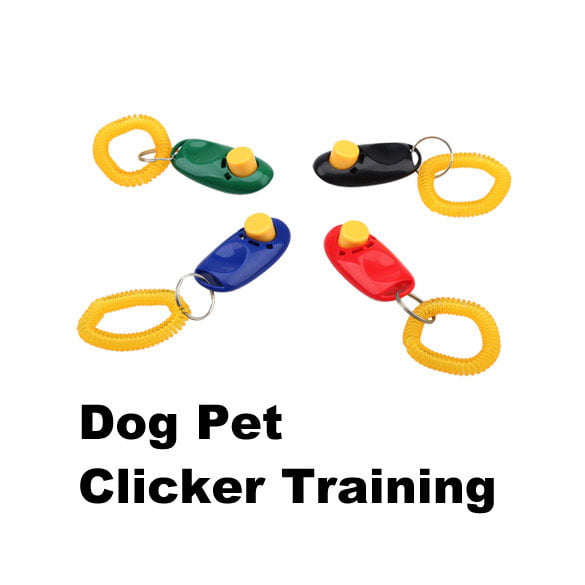 Pet Puppy Dog Plastic Click Clicker Training Obedience Trainer Aid Wrist Strap